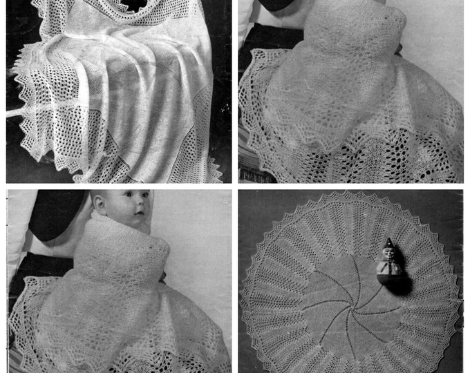 PDF Special offer.Vintage years 80.PDF format.2Models knitted blankets for baby.Pattern with tutorials in English PDF format