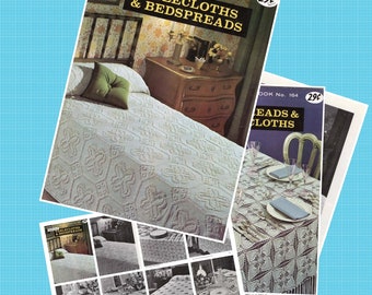 Vintage Priscilla magazine PDF, crochet patterns, white cotton (tablecloths and blankets). Patterns with tutorials in English, PDF format.