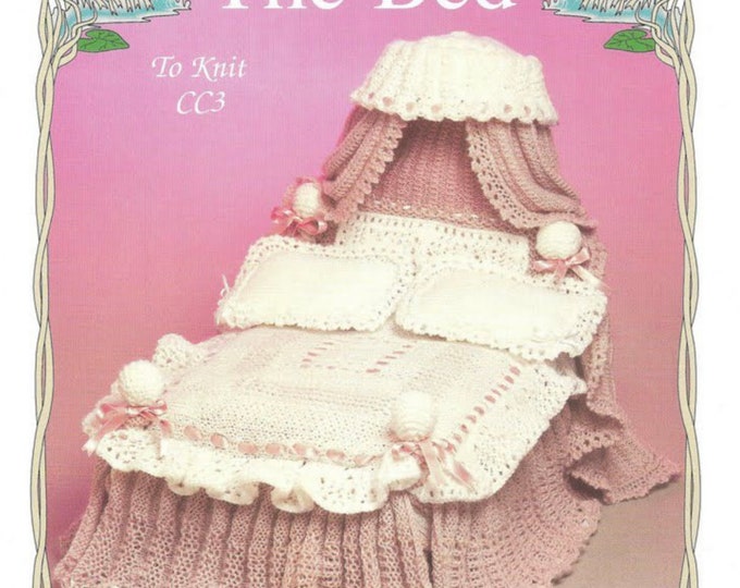 PDF Vintage PDF.Bed pattern for knitting Barbie doll.Patterns with tutorials in English PDF format