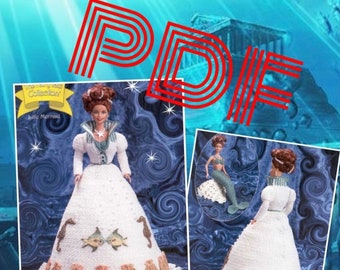 Vintage  format PDF.Modèles robe et accessoire pour Barbie au crochet ,patterns avec  tutoriels anglais