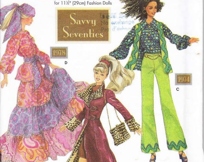 PDF Vintage magazine Simplicity PDF format. Sewing clothing models for Barbie doll. Pattern with tutorials in French, English