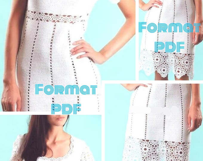 Modèle Robe dentelle au crochet. Schemas,diagrammes internationaux ,tutoriels avec explication écrite en français