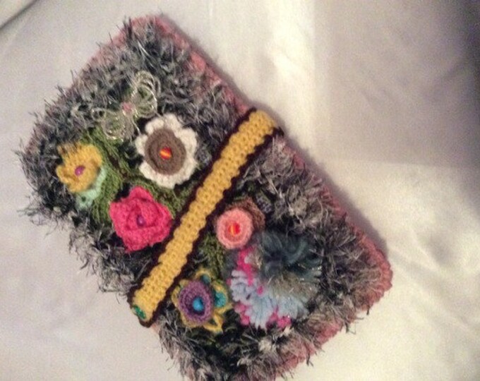 Chic handmade crochet fanny pack, multi-colored acrylic with grandmother's square, hippie boho style, for women