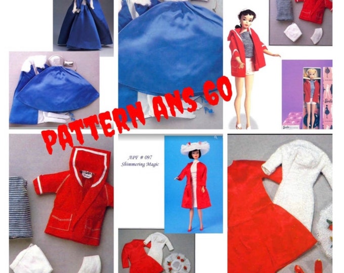 PDF Vintage.Parade de modèles en couture pour poupée Barbie,format PDF. Patterns avec tutoriels en anglais  format PDF