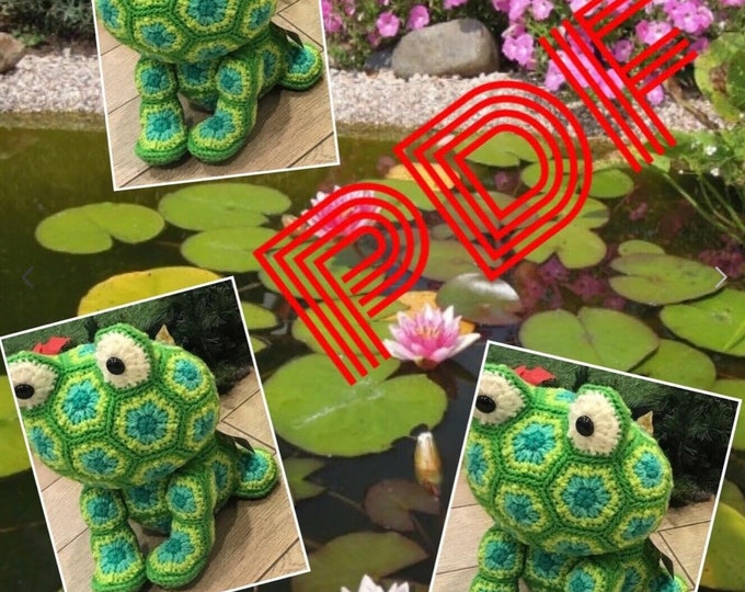 Amigurumi,modèle peluche grenouille au crochet (style petits  fleurs africaines).Format Pdf.