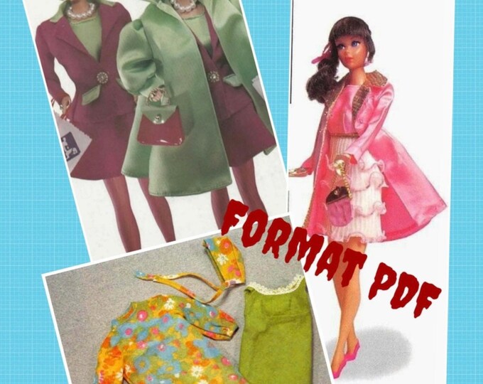 PDF Vintage.Parade de modèles en couture pour poupée Barbie,format PDF. Patterns avec tutoriels en anglais  format PDF