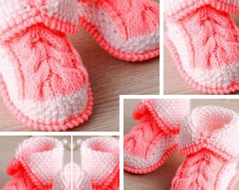 Shoe model, knitted ankle boots for baby.Pattern, master class pattern in step-by-step photos with French tutorials in PDF format