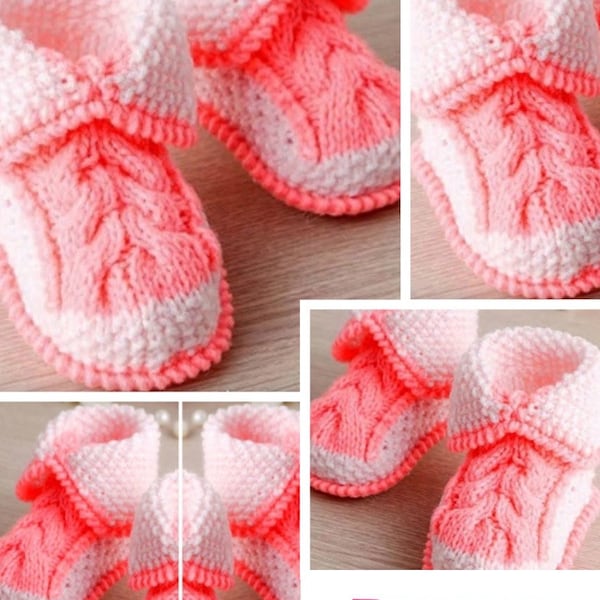 Shoe model, knitted ankle boots for baby.Pattern, master class pattern in step-by-step photos with French tutorials in PDF format