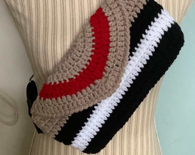 Chic handmade crochet fanny pack, multi-colored acrylic, for women