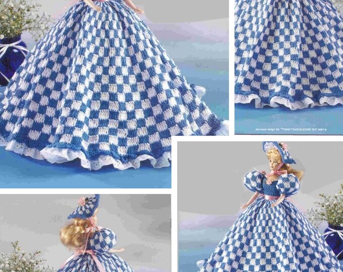 Vintage  format PDF.Modèles robe et accessoire pour Barbie au crochet ,patterns avec  tutoriels anglais