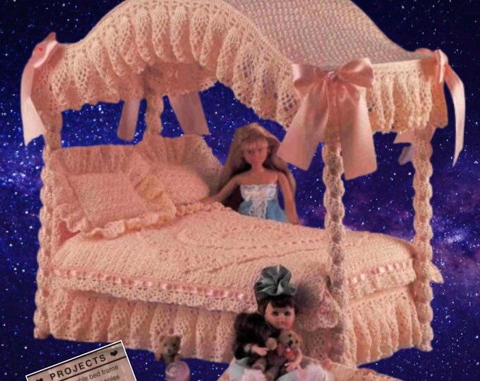 PDF Vintage PDF format. Crochet bed and accessories patterns for Barber, patterns with English tutorials