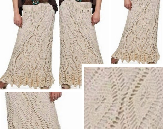 Boho style skirt pattern, crochet. International diogram diagram pattern in photo pdf format without written explanations