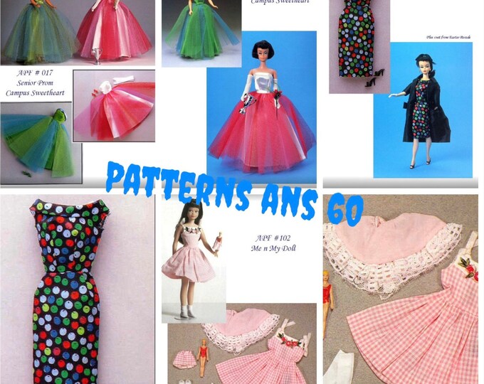 PDF Vintage.Parade de modèles en couture pour poupée Barbie,format PDF. Patterns avec tutoriels en anglais  format PDF