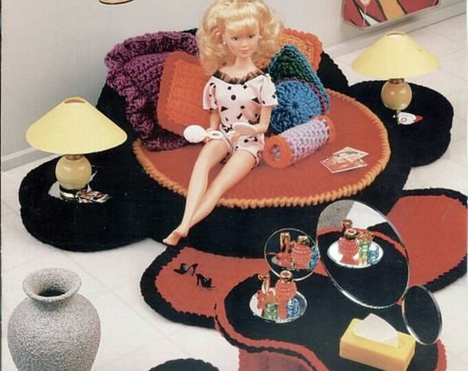 PDF Vintage magazine format PDF.Modèle meubles pour Barbie au crochet ,patterns avec  tutoriels anglais