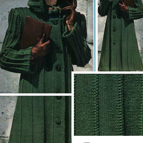 Vintage.Modèle manteau,cardigan avec capuche,tricot,pour femme.Patron avec tutoriels français format Pdf