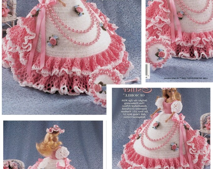 Vintage  format PDF.Modèles robe et accessoire pour Barbie au crochet ,patterns avec  tutoriels anglais