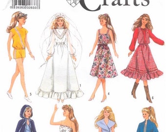 Vintage magazine Simplicity PDF format. Sewing clothing models for Barbie doll. Pattern with tutorials in French, English