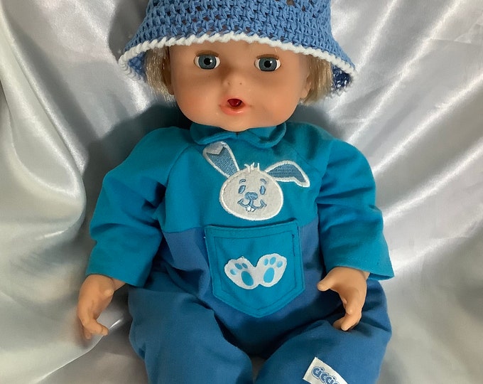 Chic BOB handmade crocheted organic cotton blues color, for baby 0-3 months