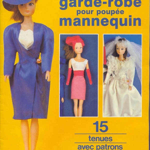 Vintage .Magazine Wardrobe for mannequin doll in PDF format. Clothing model in sewing accessories with French tutorials.