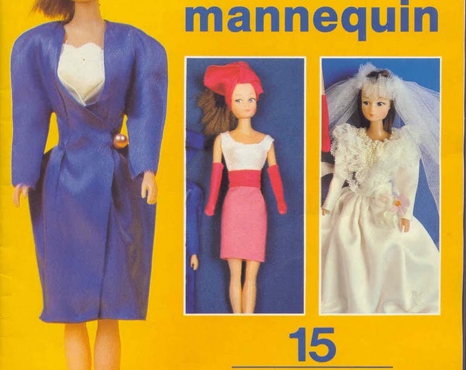 PDF Vintage .Magazine Wardrobe for mannequin doll in PDF format. Clothing model in sewing accessories with French tutorials.