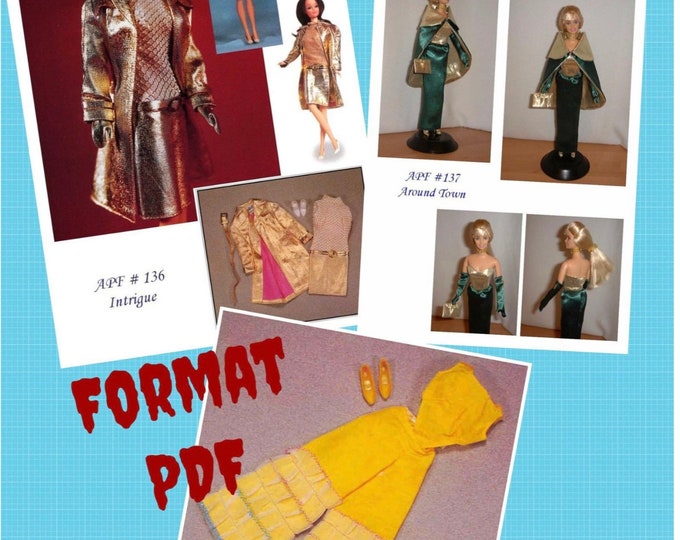 PDF Vintage.Parade de modèles en couture pour poupée Barbie,format PDF. Patterns avec tutoriels en anglais  format PDF