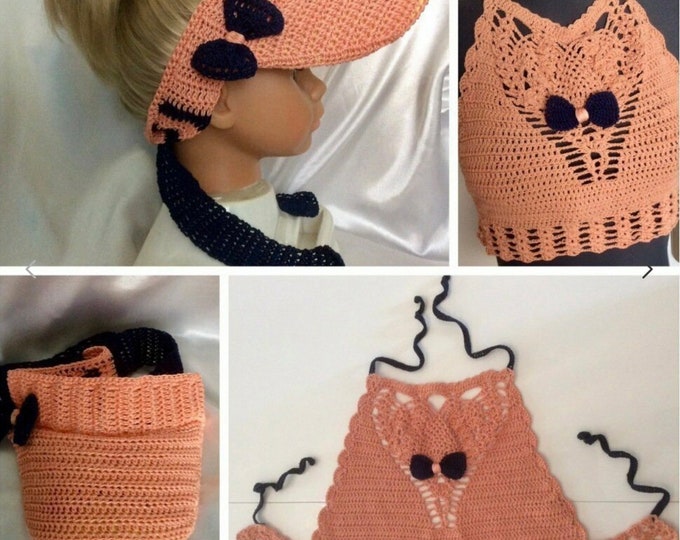 Organic cotton bustier and visor set, for women, girls Size 36-40