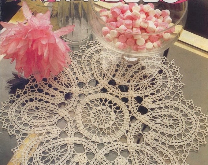 PDF Vintage Magazine 1000 stitches in PDF format. White cotton crochet doily pattern. Patterns with French tutorial PDF format