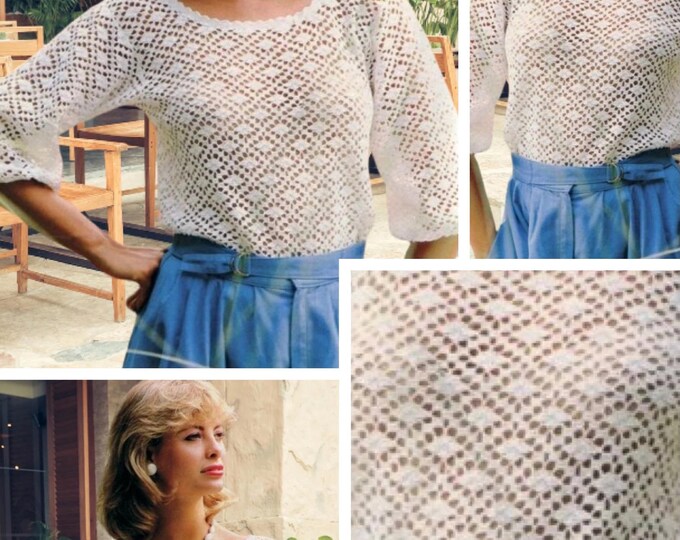 Vintage. Chic crochet lace sweater pattern for women. Pattern with English tutorial in PDF format.