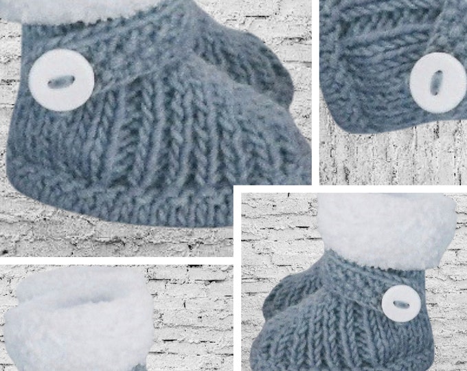 Shoe model, knitted ankle boots for baby. Pattern with French tutorials in PDF format