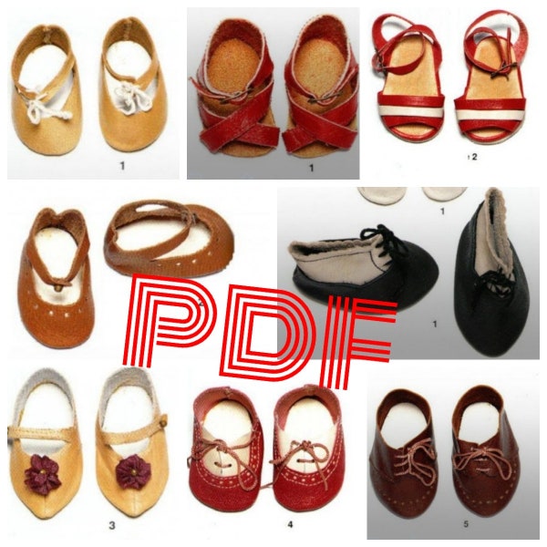 Vintage ,parade de modèles chaussures de cuir en couture pour poupée grande taille.Patrons avec tutoriels français format PDF