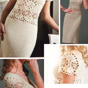 Modèle Robe dentelle au crochet. Schemas,diagrammes internationaux ,tutoriels avec explication écrite en français