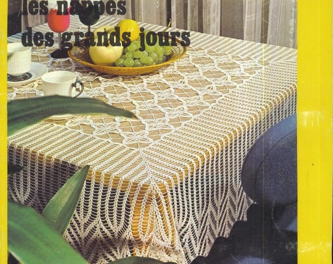 PDF Vintage 70s. Magazine 1000 stitches in PDF format. Crochet lace tablecloth models. Patterns with tutorials in French PDF format
