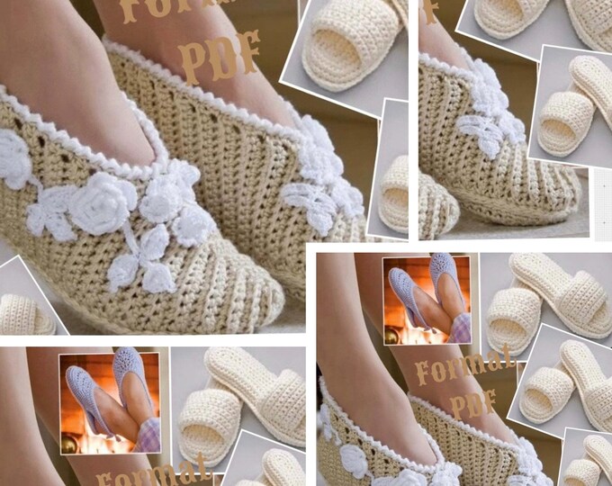 Special offer. Parade of crochet indoor slippers models. Patterns with English tutorials PDF format