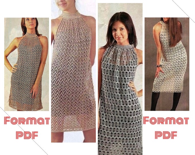 Lace dress pattern (3 variations), crochet. Diagrams, international charts. Tutorial explanation in French, English.