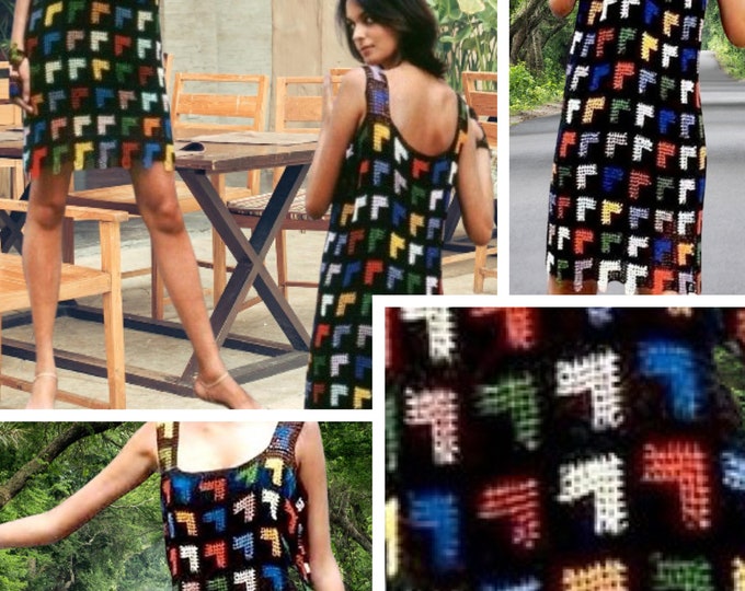 Crochet lace dress pattern International diagrams and diagrams with explanation in technical design in PDF format