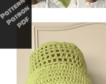 Crochet bob-panama pattern. Pattern with French tutorials in PDF format