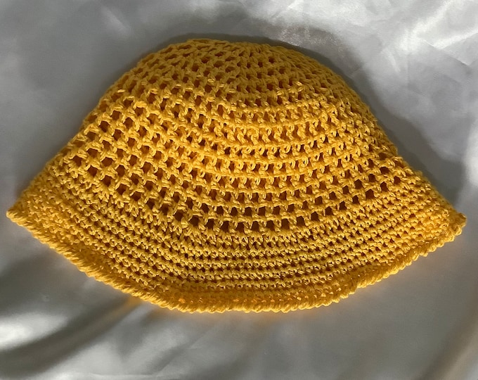 Chic BOB panama handmade crochet organic cotton yellow color, for children 4-7 years old