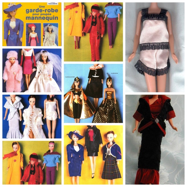 Vintage .Magazine Garde robe pour poupée mannequin en format Pdf.Modèle vêtements en accessoire  en couture avec tutoriels français .