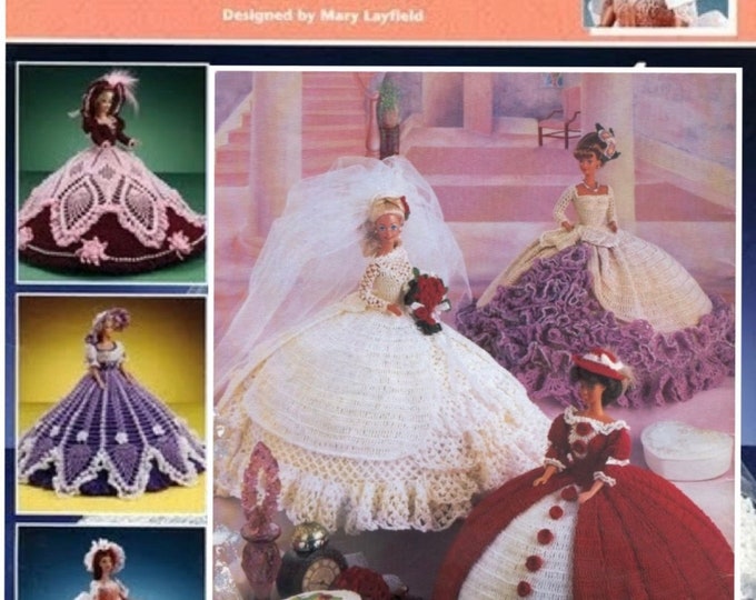 PDF Vintage magazine PDF format. Chic dress model for Barbie crochet, patterns with English tutorials