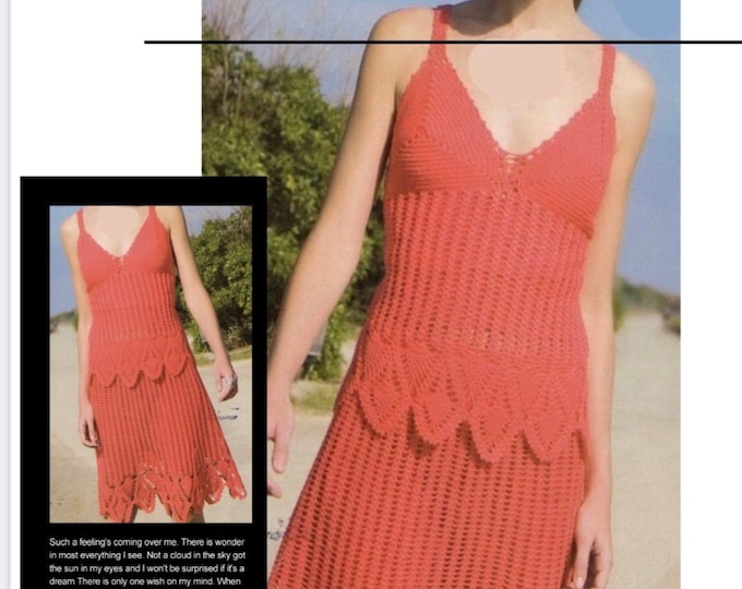 Vintage.Dress pattern - summer sets, crochet lace, for women.Pattern with French tutorial in Pdf format