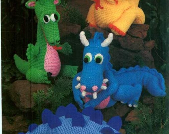 PDF Magazine vintage en format Pdf.Modèles Amigurumis dragons et dinosaure(4) au crochet.Patterns avec tutoriels anglais format Pdf