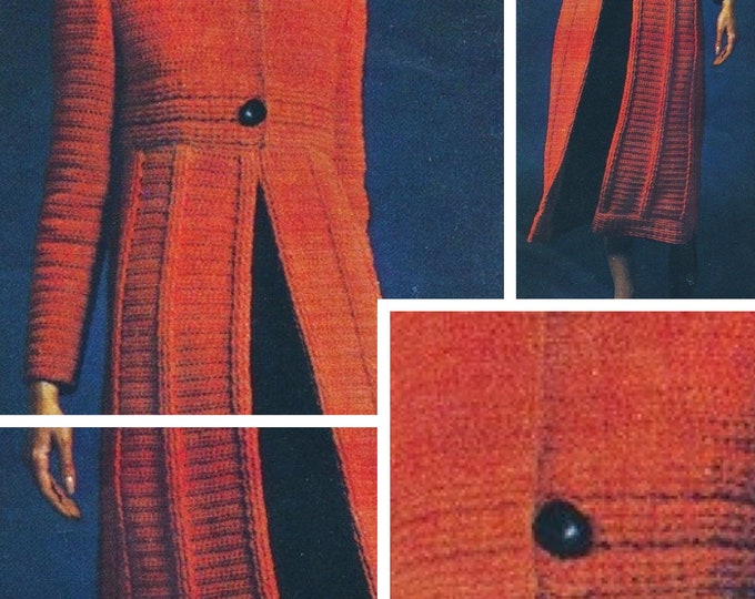 Vintage.Crochet coat, cardigan model, for women.Pattern with French tutorials PDF format
