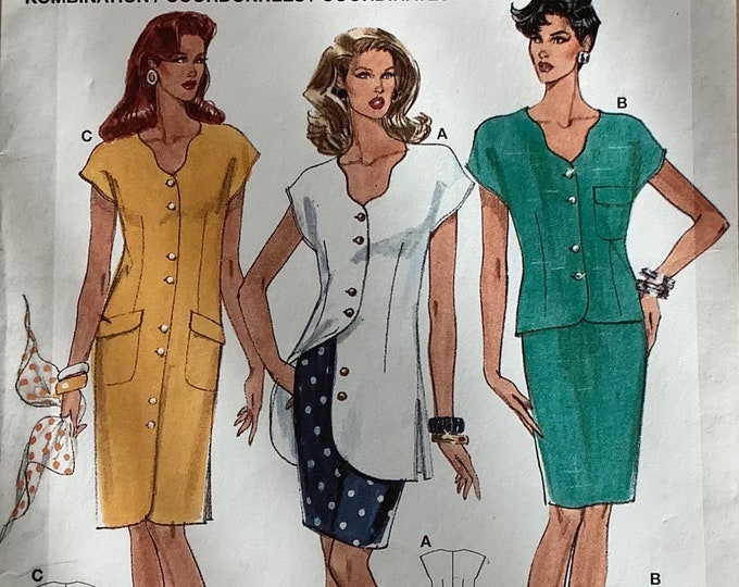 Vintage. Vintage 70s. Store - Burda package, 3 sewing patterns, green paper, dress models, set, tunic. French, English tutorials
