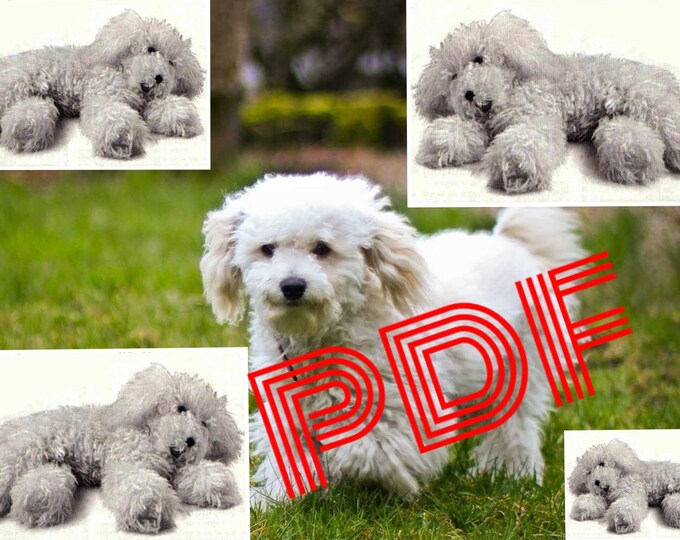 Amigurumi,modèle chien Caniche blanche tricot /crochet .Patron avec tutoriels français.Format Pdf.