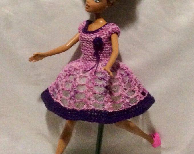 For Barbie Dress, chic crochet lace with lining skirt, for Barbie doll. Unique model. T doll 27cm