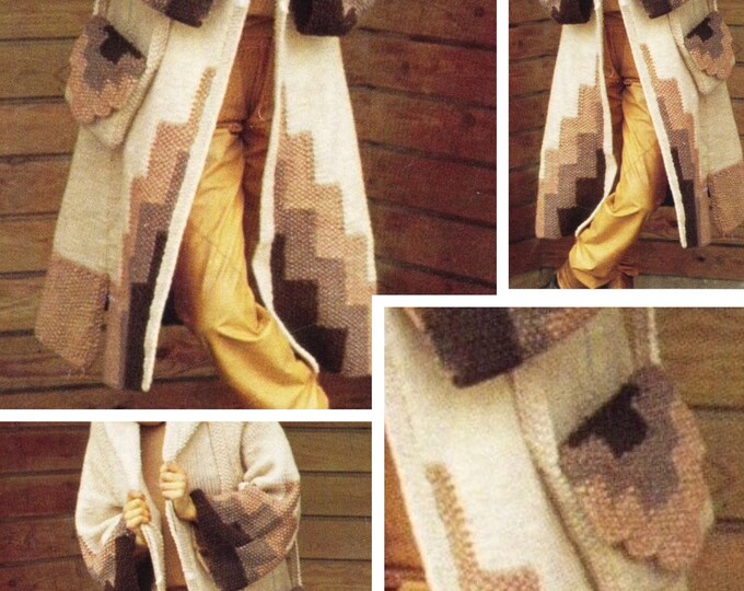 Vintage.Modèle manteau,cardigan avec capuche,tricot,pour femme.Patron avec tutoriels français format Pdf