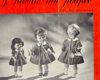 PDF Vintage anni 60.Rivista Vesto la mia bambola, da cucire, modelli per bambole, cartamodelli con tutorial in francese in formato PDF