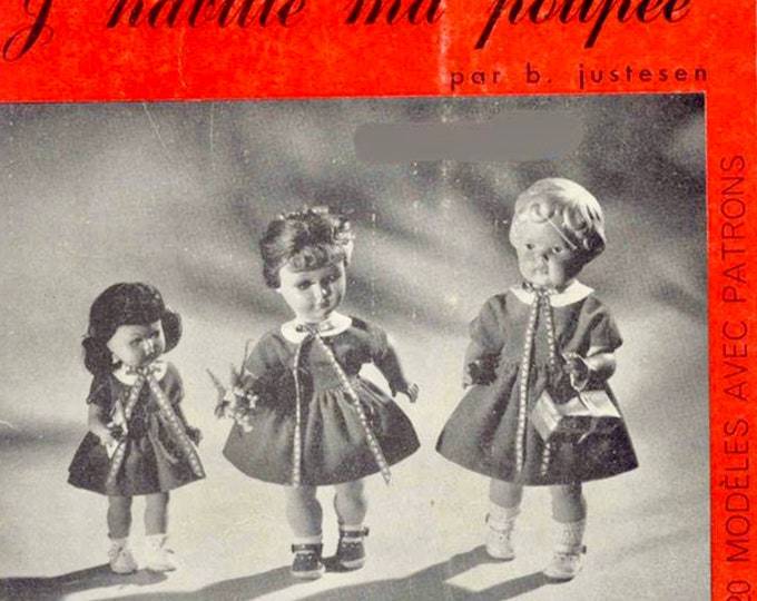 PDF Vintage years 60.Magazine I dress my doll, for sewing, models for dolls, patterns with French tutorials in PDF format