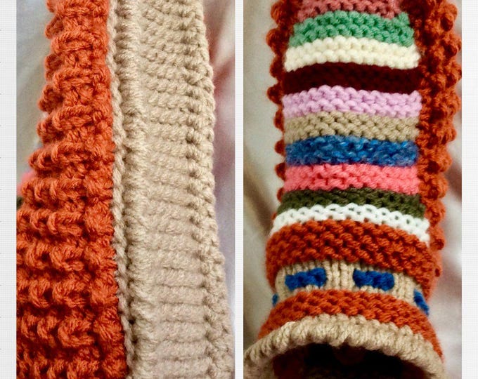 Unique model. Chic slippers - large multi-colored ankle boots in handmade knit, soft wool/acrylic, for men, women, size 41-45