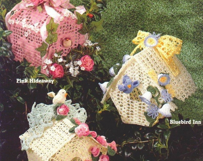 PDF Rare ! Magazine vintage en PDF.6 Modèles petits maisons pour oiseaux, crochet coton blanc..Pattern avec tutoriels anglais, format Pdf